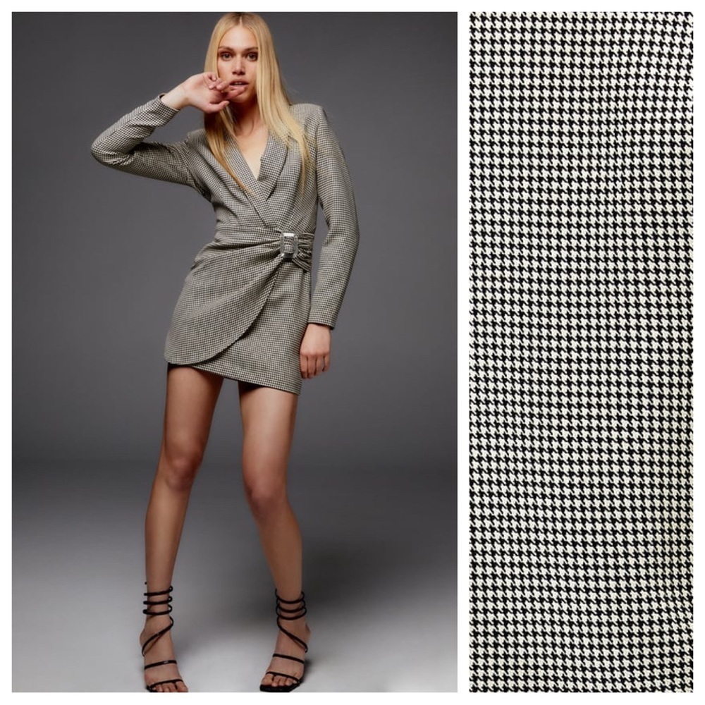 NWT. Zara Houndstooth Blazer Dress with Jewel Appliqué. Size S.